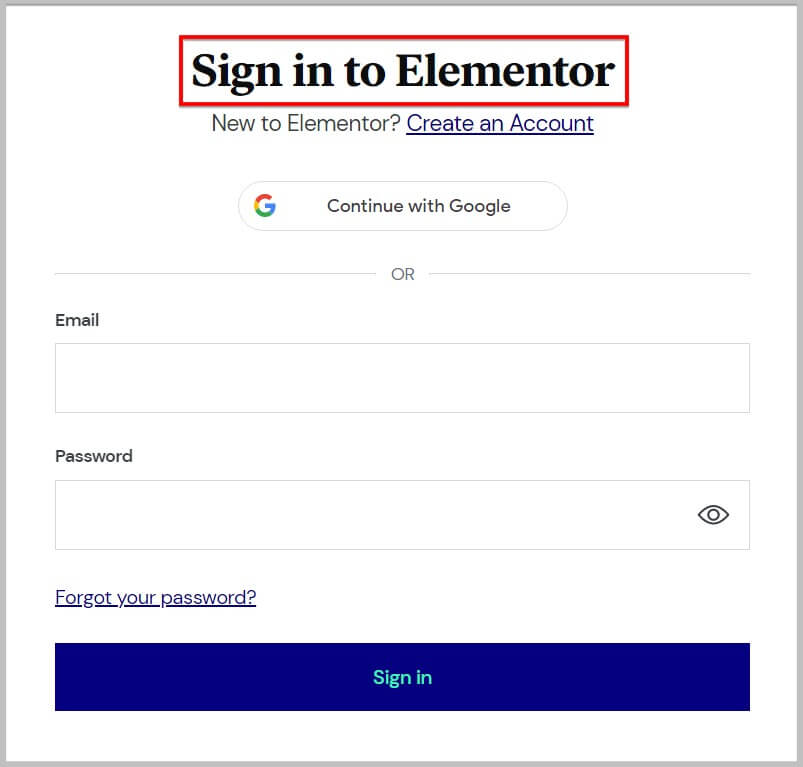 Sign in to Elementor account to activate Pro license