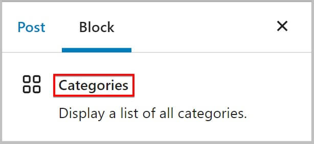 Categories List block before WordPress 6.1