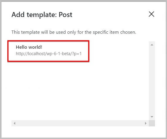 Create templates for Specific Items in WordPress 6.1 
