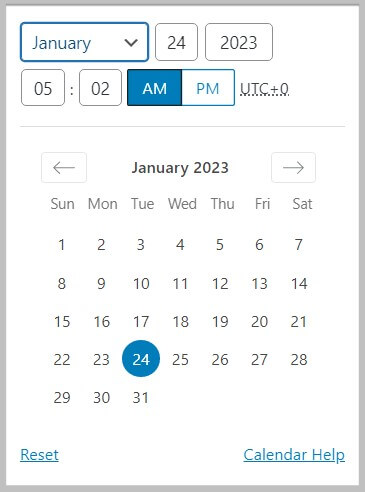 Date and Time picker in Post publishing panel before WordPress 6.1