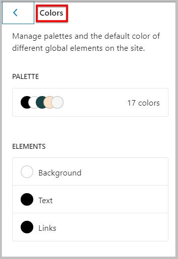 Global Color Settings before WordPress 6.1