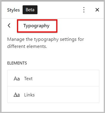 Global Typography settings before WordPress 6.1