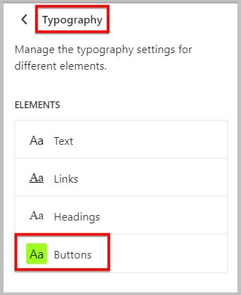 Global Typography settings for buttons in WordPress 6.1