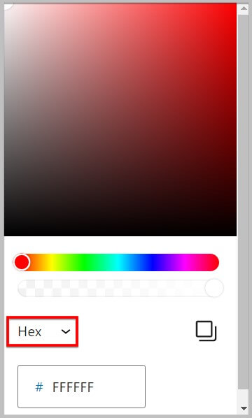 Hex field visible without click in Color picker after WordPress 6.1