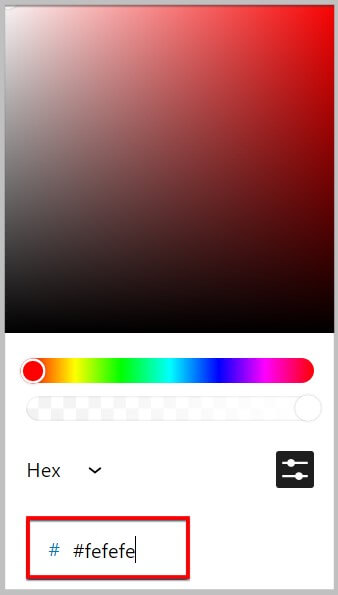 Hex value in Color picker before WordPress 6.1