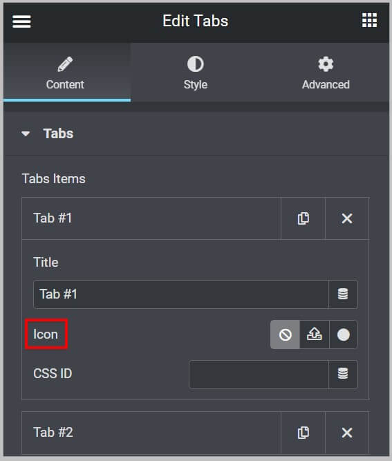 Icon in Tab title in new tabs widget in Elementor 3.10