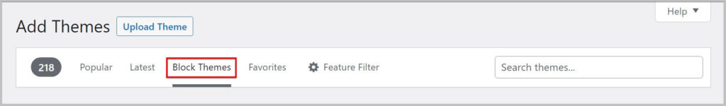 New Block Themes filter in theme repository in WordPress 6.1
