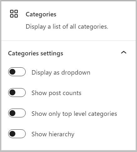 Show empty categories option missing in Categories List block before WordPress 6.1