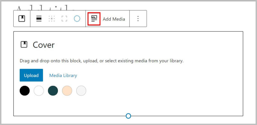 Use Featured Image option on Cover block toolbar before WordPress 6.1