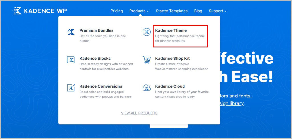 Select Kadence Theme to get Kadence Pro discount