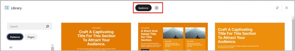 Sections and Wireframes tab missing after latest Kadence Design Library update