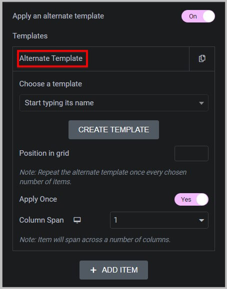 Alternate template settings in Elementor Pro 3.12
