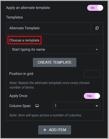 Choose or add a alternate template in Loop Grid in Elementor Pro 3.12