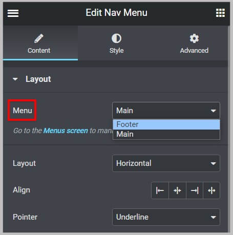 Nav menu widget before Elementor Pro 3.12