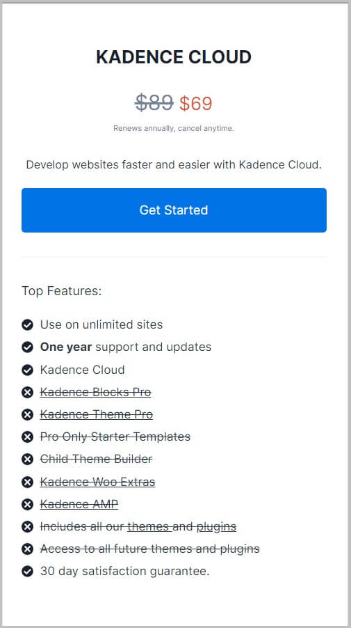 Kadence Cloud pricing and plans