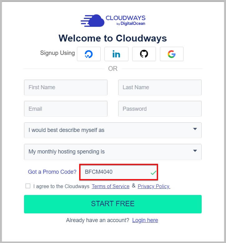 Add Cloudways Black Friday 2023 coupon code