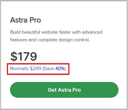 Astra Pro Black Friday 2023 pricing