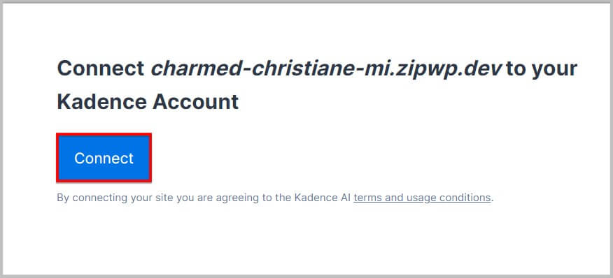Connect your site with Kadence to enable AI in Starter Templates plugin